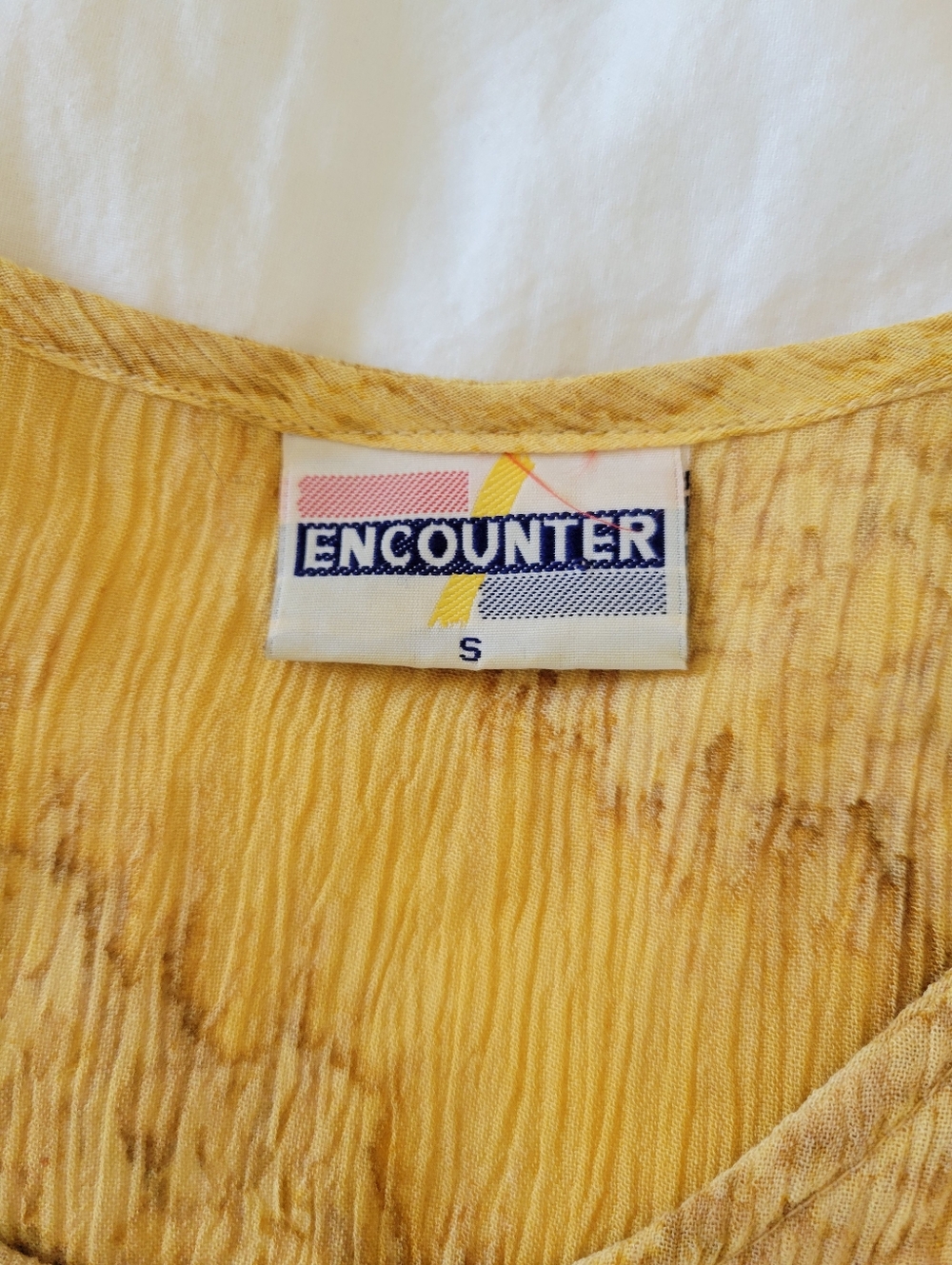 Vintage Encounter Crop Top With Buttons Womens Size Small Yellow Boho Hippie - Picture 7 of 11